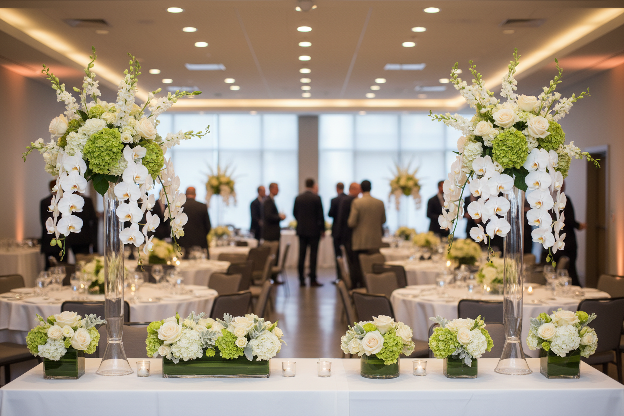 Corporate reception or business event florals